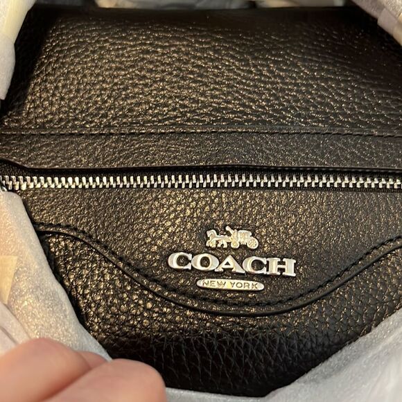 COACH NWT gorgeous black pebble leather crossbody handbag - Picture 3 of 11